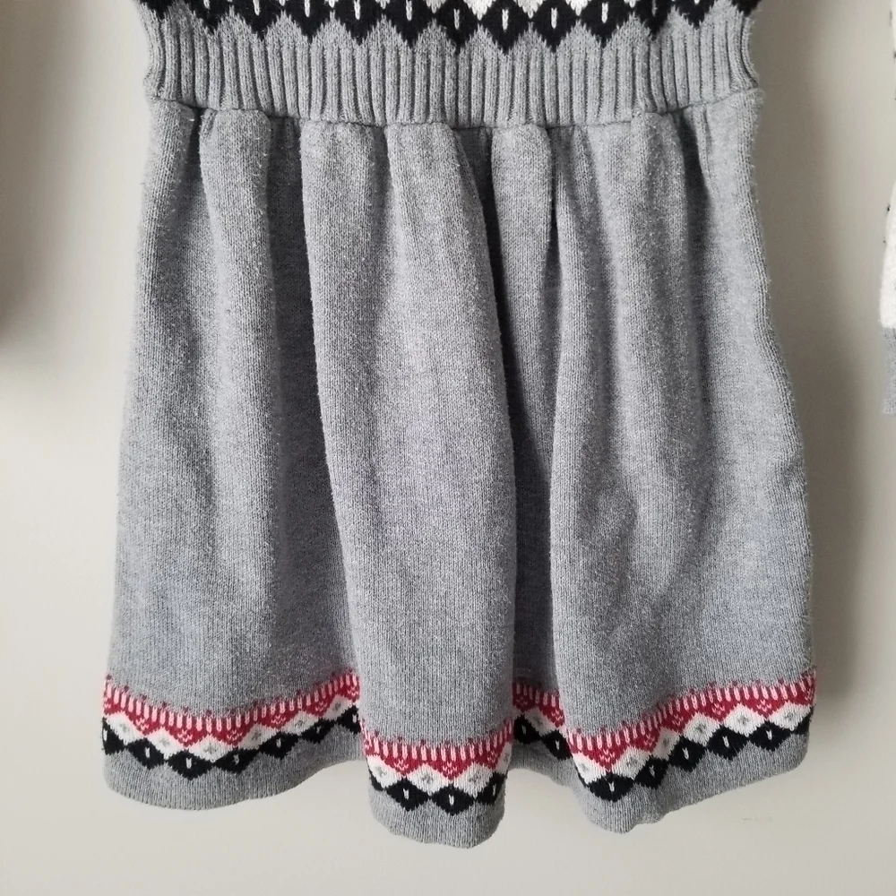 Gymboree Long Sleeve Fair Isle Sweater Dress Gray/White/Red Size 8